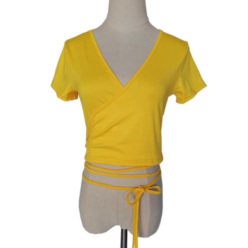 Женская сексуальная летняя модная одноцветная футбольная рубашка с V-образным