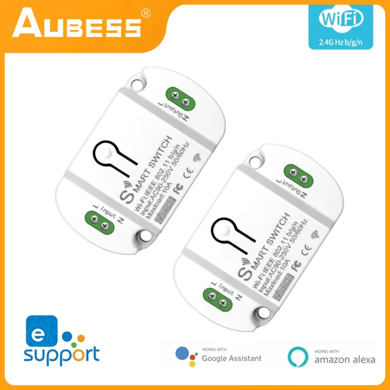 

AUBESS 10A Wifi Smart Switch Timer Wireless Switches Smart Home Automation Compatible With EWelink Alexa Google Home