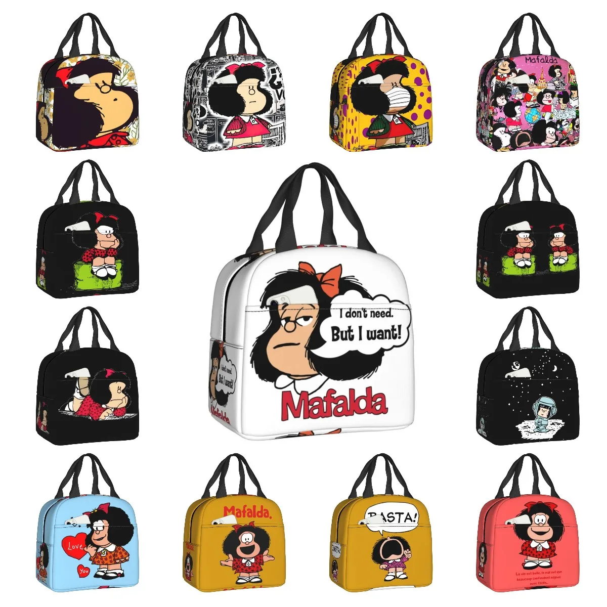 

Изолированные сумки для ланча с мультяшным рисунком манги, для улицы, пикника, Quino, комикс, термоохлаждающий Ланч-бокс для женщин и детей