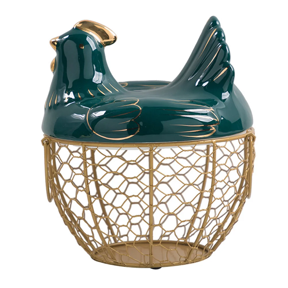 

1PC Lovely Storage Basket with Lid Chick Shape Egg Basket Iron Art Egg Holder