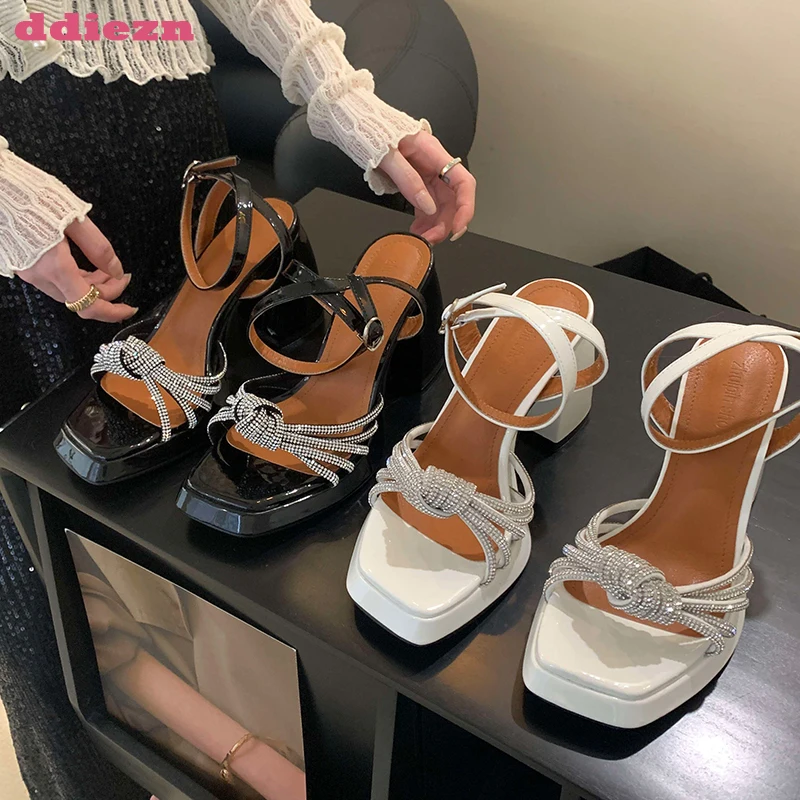 

Туфли-лодочки женские со стразами, высокий каблук, платформа, элегантная летняя обувь, 2023