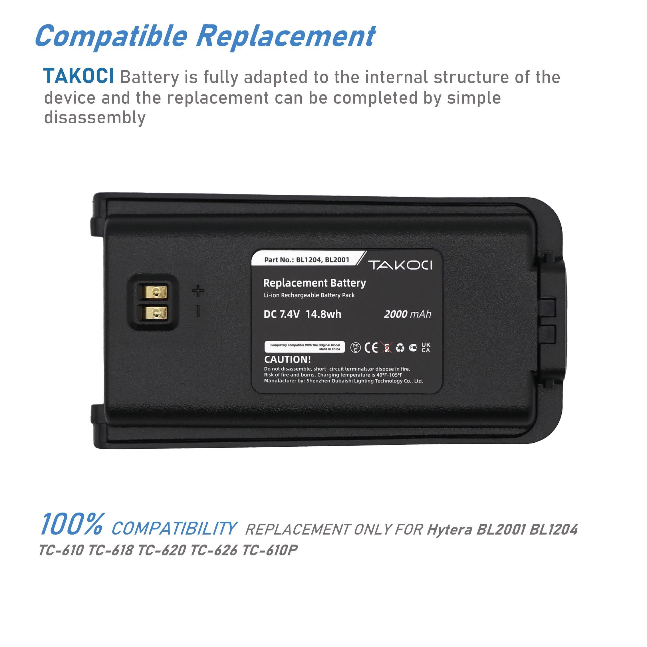 Сменный аккумулятор для HYT TC-610 TC-610P TC-610S TC-618 TC-620 TC-626 BL1204 BL2001 7 4 В/мА