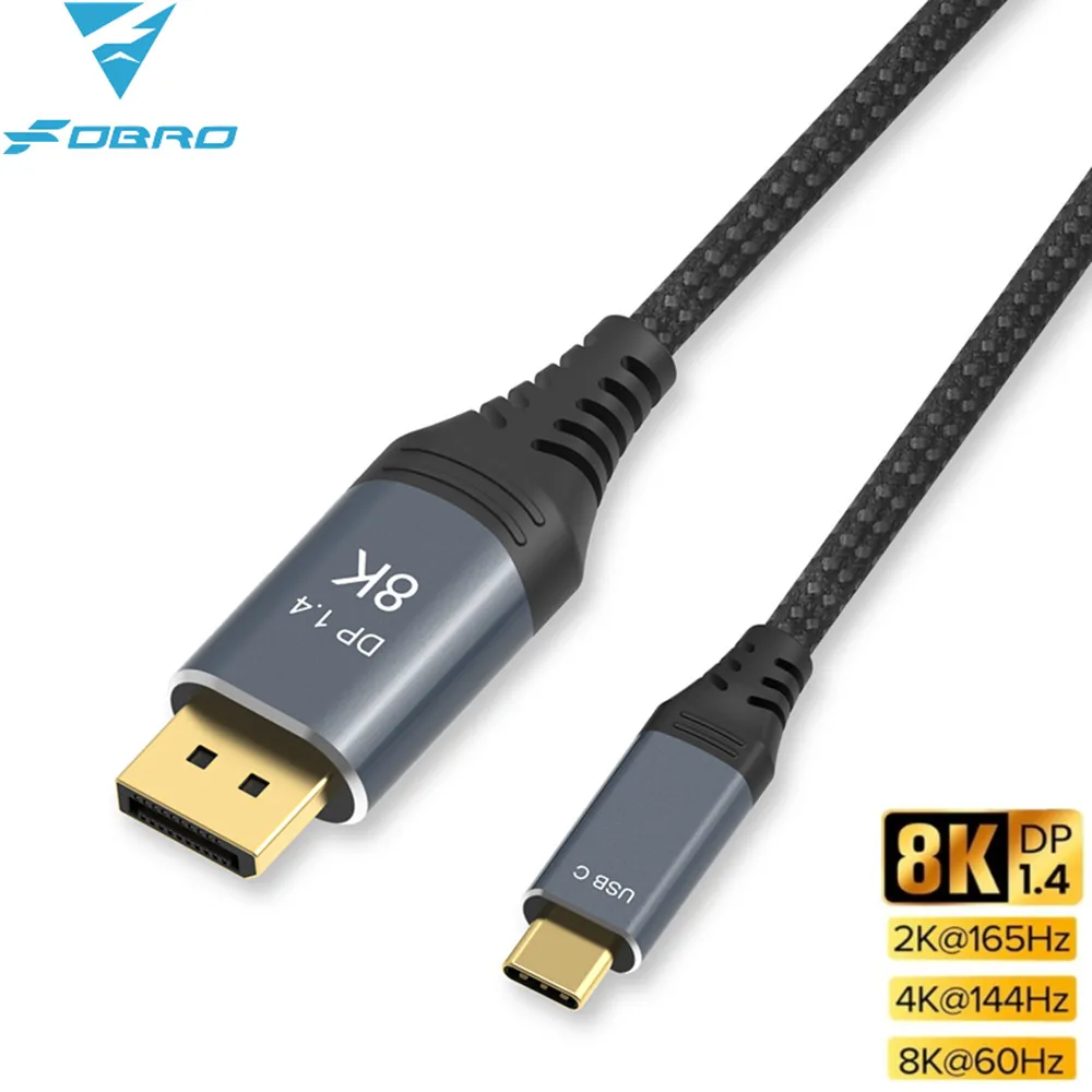 

Thunderbolt 3/4 USB C to DisplayPort Cable 8K DP Type C 3.1 to Display Port 1.4 Cable 8K@60Hz 4K@144Hz For MacBook Pro Samsung