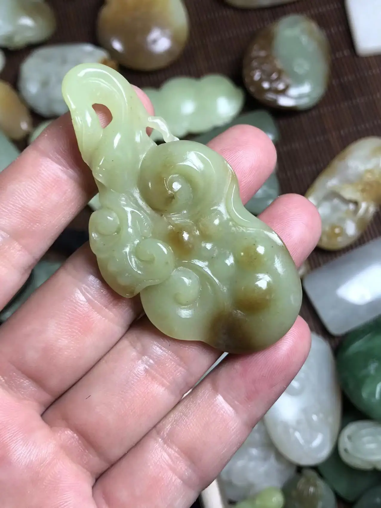 

Natural hetian jade A HandCarved yellow lucky jade jadeite jade necklace pendant jade necklaces jewelry woman men