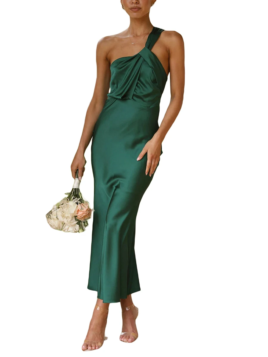 

Elegant Satin with Mock Neck and High Waist for Women - Perfect for Formal Events Weddings and Evening Parties