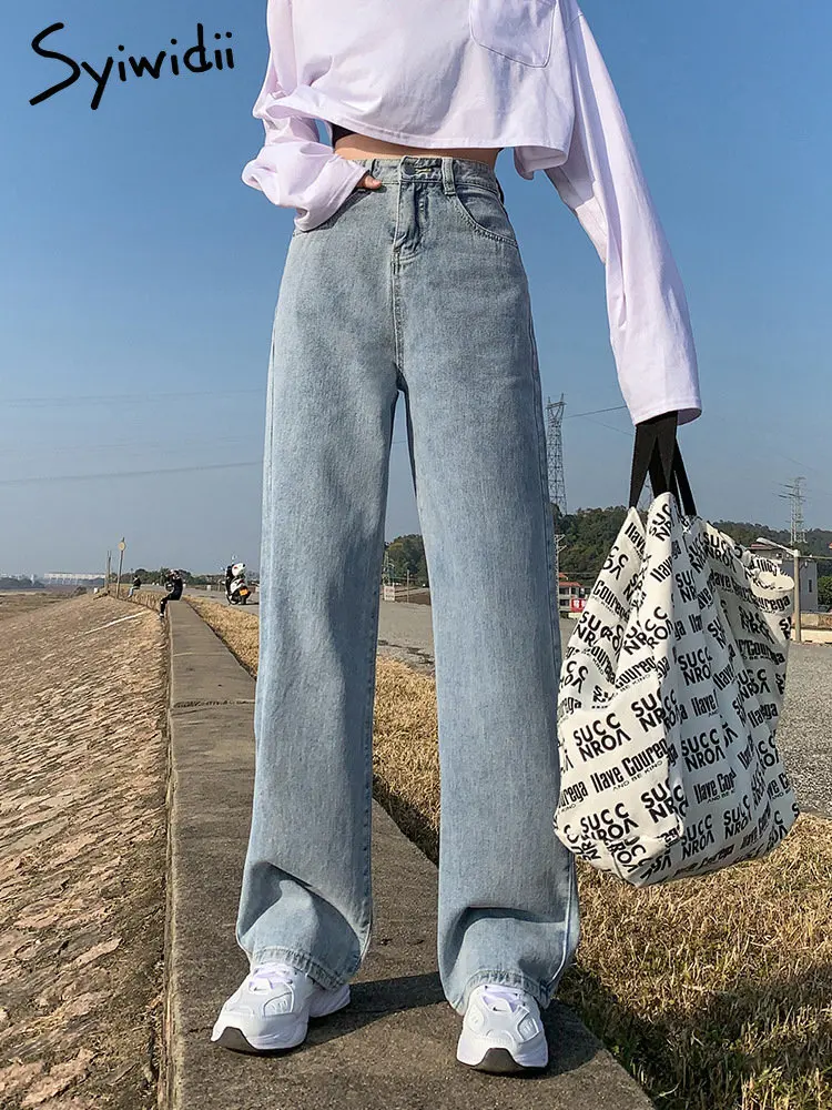 Syiwidii джинсы с широкими штанинами для женщин мешковатые джинсовые брюки высокой