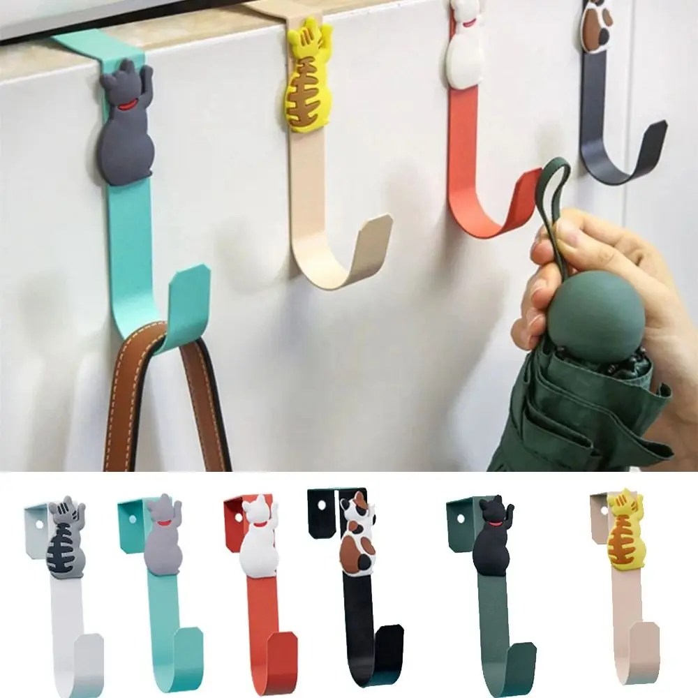 

Cute Cat Storage Hook Kitchen Cabinet Door Back Hook Multifunctional Towels Clothes Coat Storage Hanger Bathroom Accessories