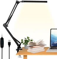 led desk lamp with clamp eye caring table lamps dimmable with usb 3 lighting modes with 10 brightness folding clip on