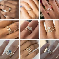 new fashion girl jewelry 234 piece ring inlaid rhinestone zircon glass luxury jewelry wholesale and retail