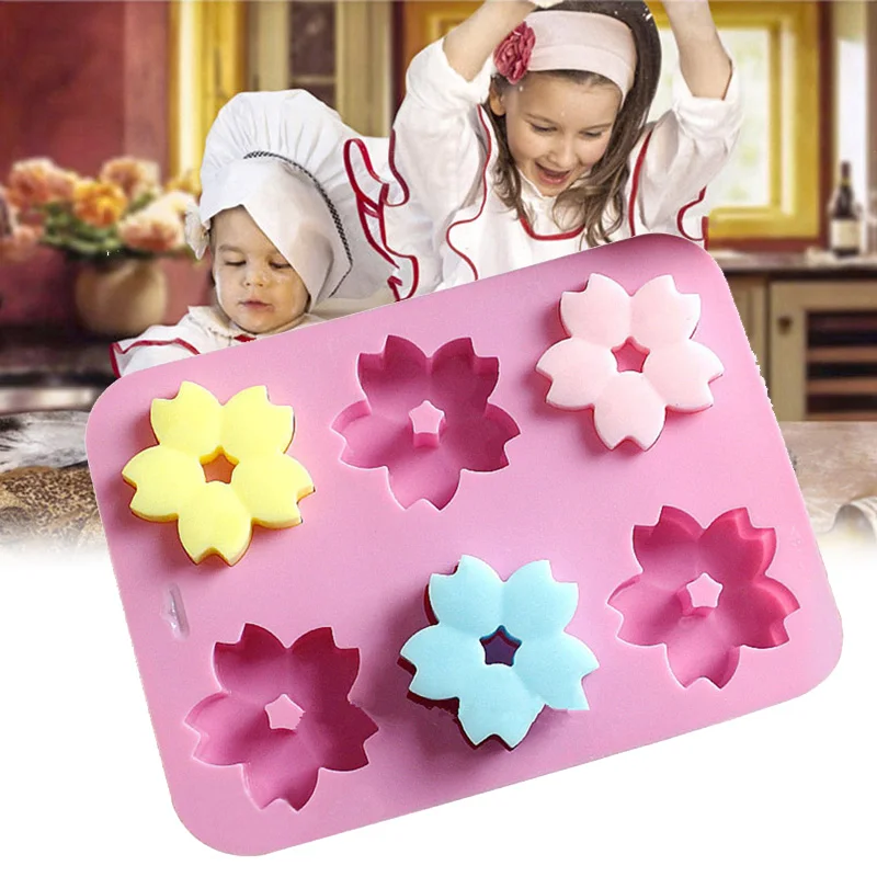 

1PC Silicone Chocolate Mold Pudding Jelly Cake Molds The Cherry Blossoms Shaped Soap Mould Bakeware Baking Tools Moon Cake Mould