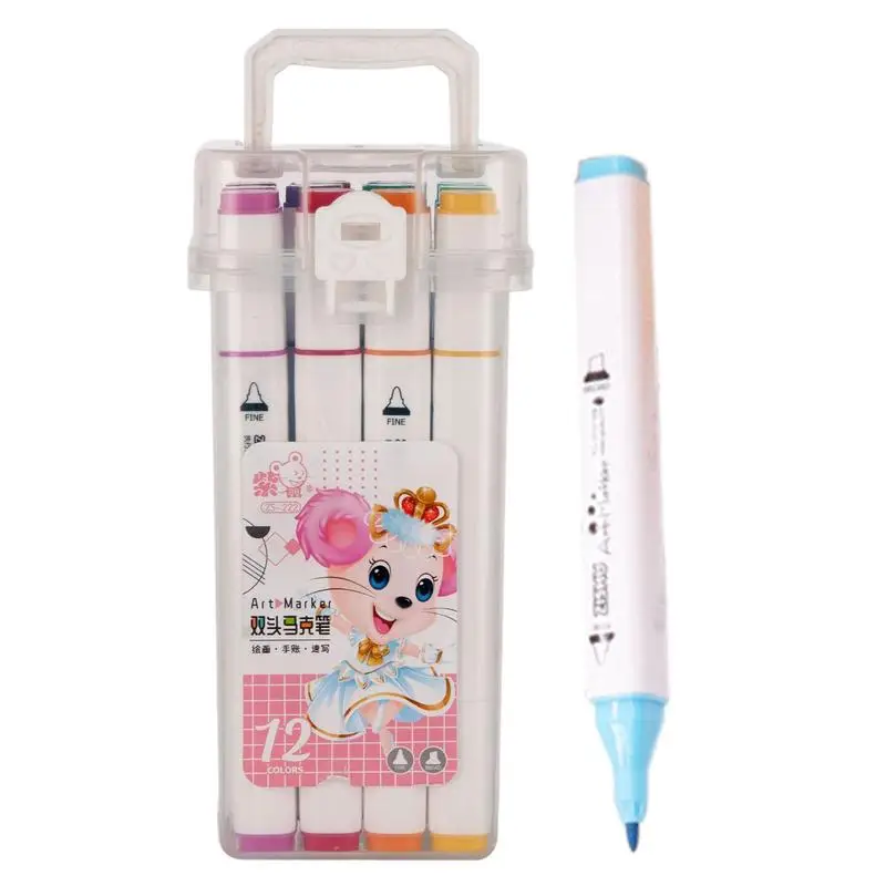 

Dual Markers Brush Pen 12 Art Markers Pen For Drawing Painting Calligraphy Art Supplies Quick Drying Smooth Dual Marker Pen For