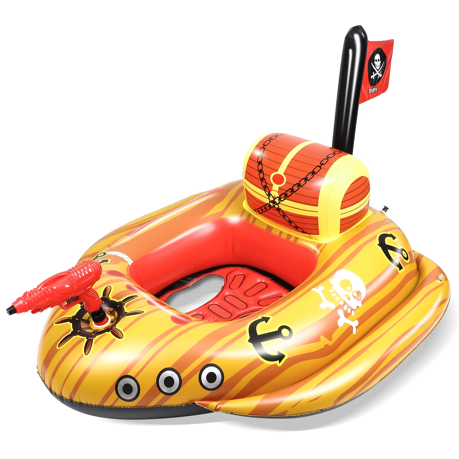 

UNOMOR Pirate Ship Boat Water Game Kids Playing Inflatable Float Pool Float