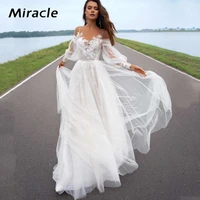 comely a line wedding dress graceful o neck bridal gown bohemian backless dresses pretty long sleeve hot lace vestido de novia