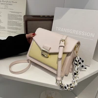 new womens bag 2022 fashion contrast color small square bag simple one shoulder messenger silk scarf small square bag for women