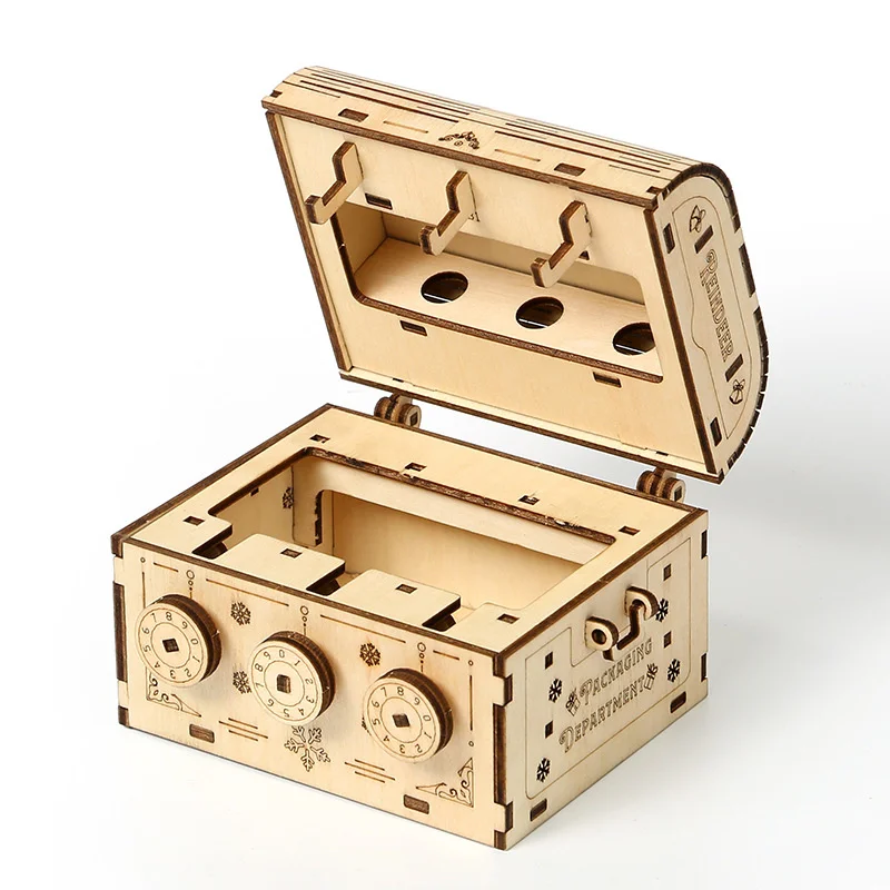 

Monny Box 3D Wooden Puzzle Model Kits Password Box Toys Storage Box DIY Assembly Puzzle Model Kit for Children Christmas Gift