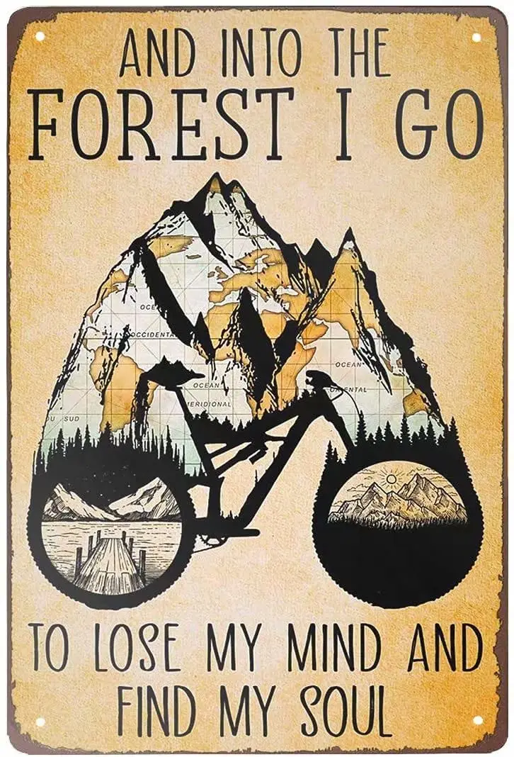 

Горный велосипед, металлический жестяной знак, в лесу «Я найду свою душу», металлическая настенная панель, ретро художественное украшение д...
