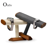 oirlv solid wood t bar watch display stand jewelry organizer holder for watch bracelet countertop table top jewelry tower