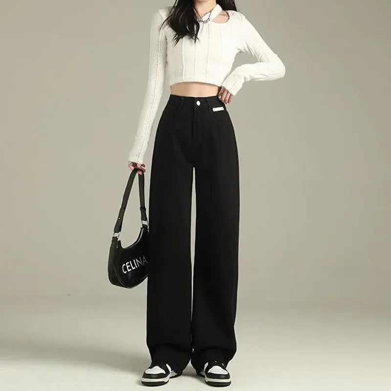 Ранняя осень новый дизайн прямые джинсы с высокой талией женские свободные