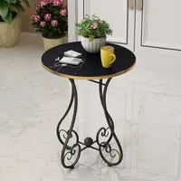 Coffee Table for Living Room White Wrought Iron Round Small Bedside Table Balcony Ins Wooden Tea Table Living Room Furniture