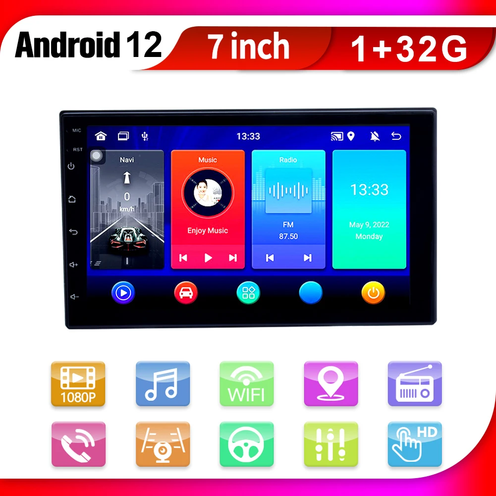

Автомагнитола на Android 12, универсальная мультимедийная система на Android, с 7 "экраном, Wi-Fi, GPS, 32 ГБ ОЗУ, для Nissan, Toyota, Kia, MP5-плеер