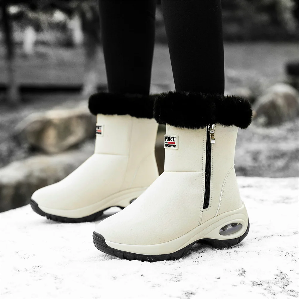 Women's Autumn Boots Leather Shoes Women's Fashion Winter Boots Women Flat Shoes Non-slip Warm Thick-Soled Sneakers Women 2022