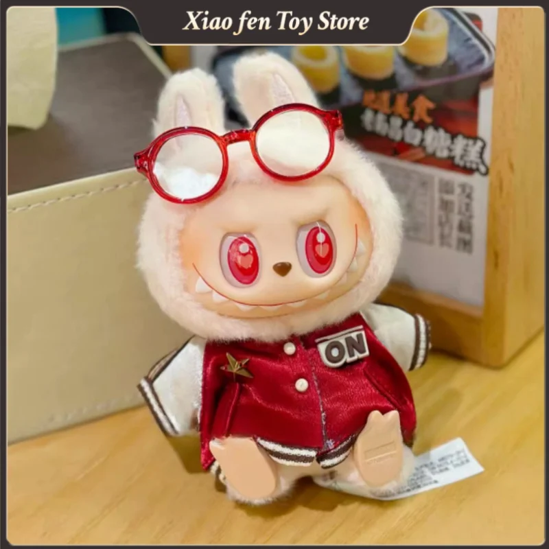 Одежда Labubu 17 см красный бейсбольный костюм Monster повседневный комплект I Heartbeat Macaron