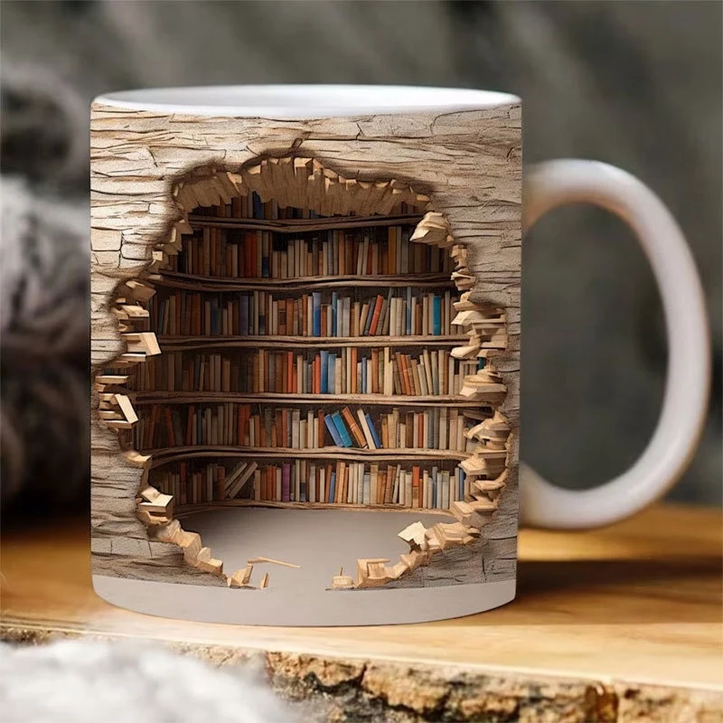 Керамическая кружка с 3D рисунком креативная книжная полка для библиотеки