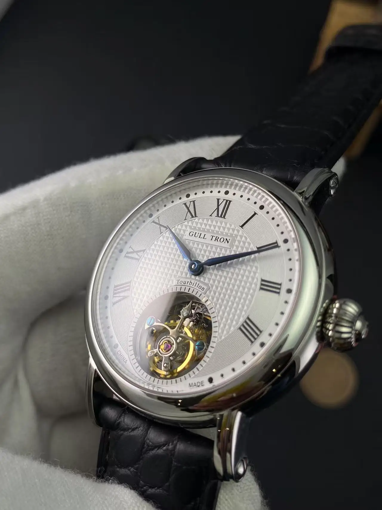 Фото Настоящие усовершенствованные мужские часы Seagull Tourbillon ST8000, механизм с ручным управлением, деловые римские часы с текстом, модные ретро №2