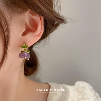 female earrings unique design purple grape transparent resin drop earrings for women luxury elegant personality eardrop jewelry