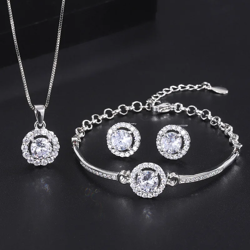 

Charms White Transparent Crystal Earrings 2022 Trend New Necklace Luxury Bracelet Women's Jewelry Vintage for Girls Anniversary