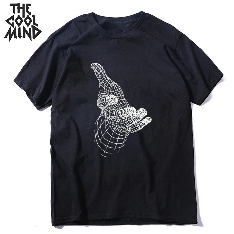

COOLMIND 100% cotton streetwear cool hand men T shirt casual looseo-neck men t-shirt summer tshirt men tee shirts tops