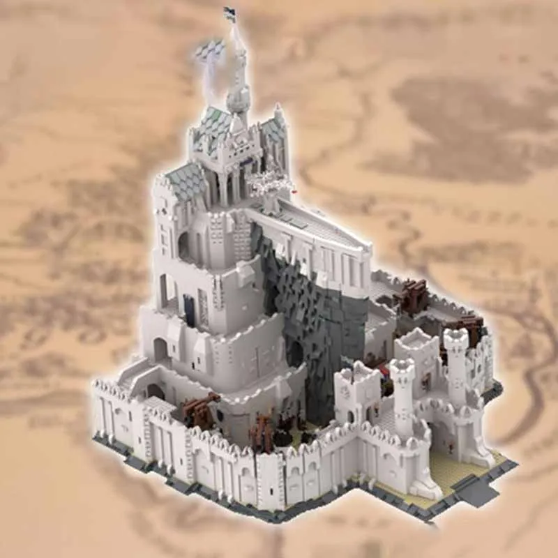 Популярная кольцевая модель фильма MOC Building Белый Ретро Супер Замок Модульная