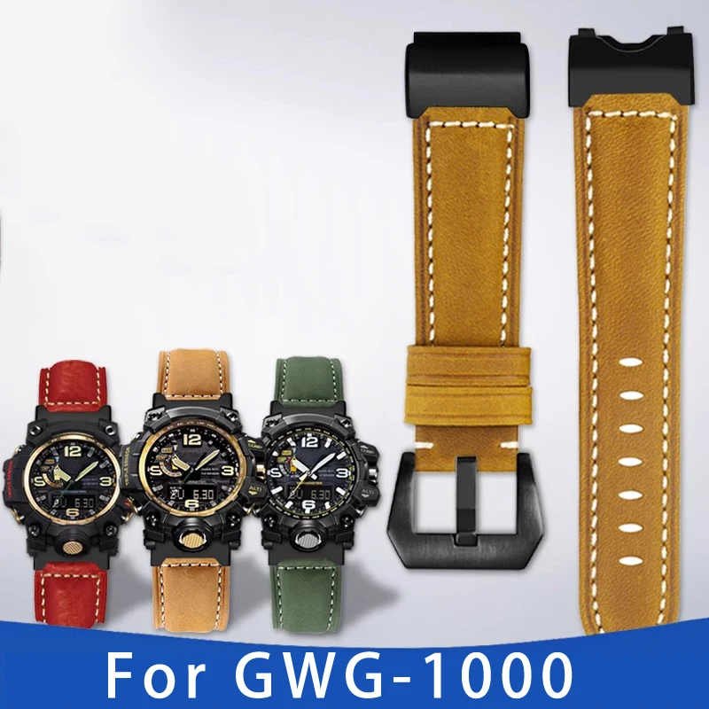 Матовый итальянский ремешок из воловьей кожи для CASIO G-SHOCK GWG-1000 черный