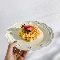vintage openwork ceramic plate wedding dinner plate white dim sum pastry dish kitchen cooking dishes hotel restaurant tableware