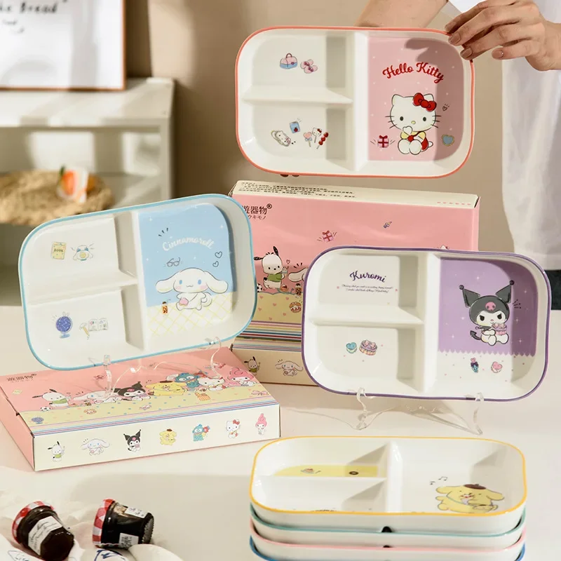Sanrio Kawaii Hello Kitty детские разделительные тарелки My Melody Kuromi аниме мультфильм