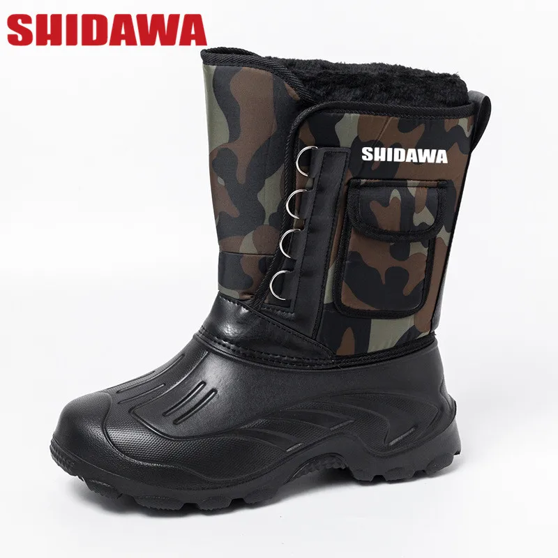 

Winter Warm Plush Camouflage Men's Boots Outdoor Waterproof Non-slip Hiking Fishing Shoes Snow Work Sneakers Tactical Footwear