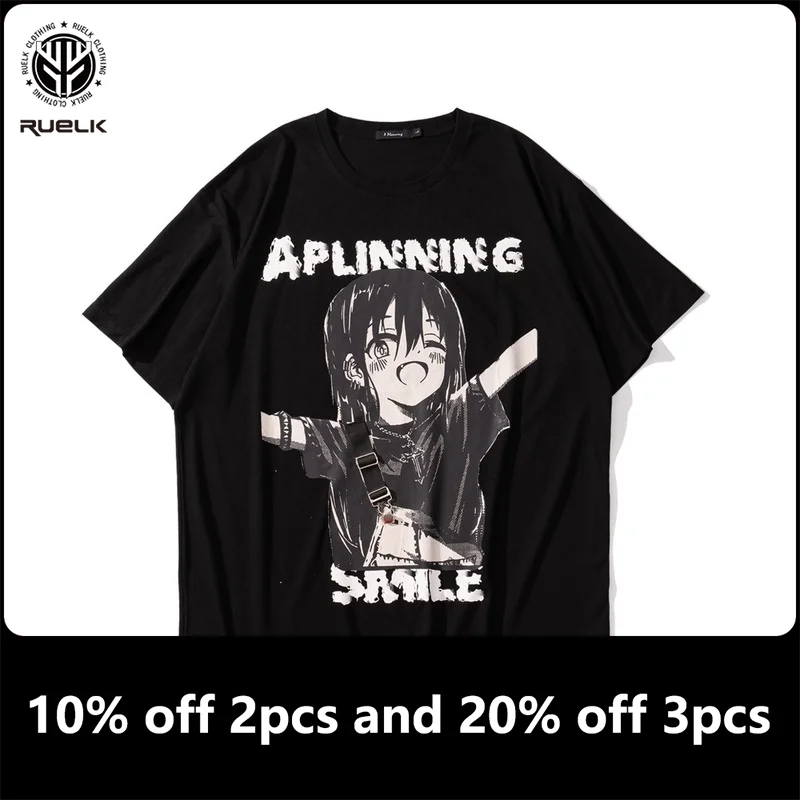 

Мужская летняя футболка, новинка, двухмерная аниме-футболка в стиле Харадзюку для девушек, с коротким рукавом, свободная парная Мужская фут...