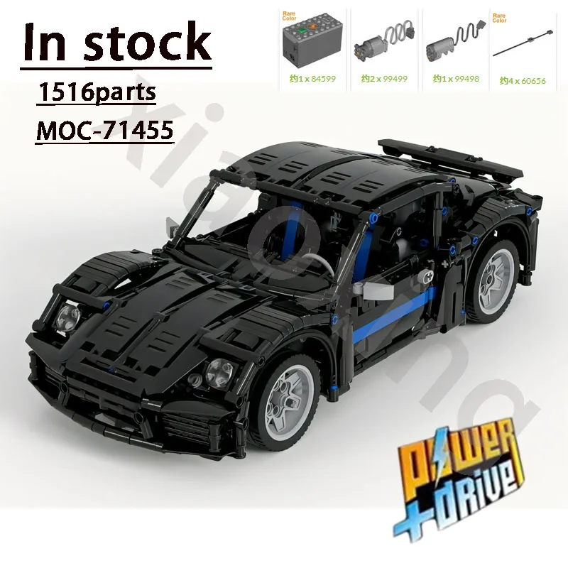 

New Classic Movie Black Supercar MOC-71455 RC Sports Car Splicing Building Blocks • 1516 Parts Christmas Gift Toy for Kids