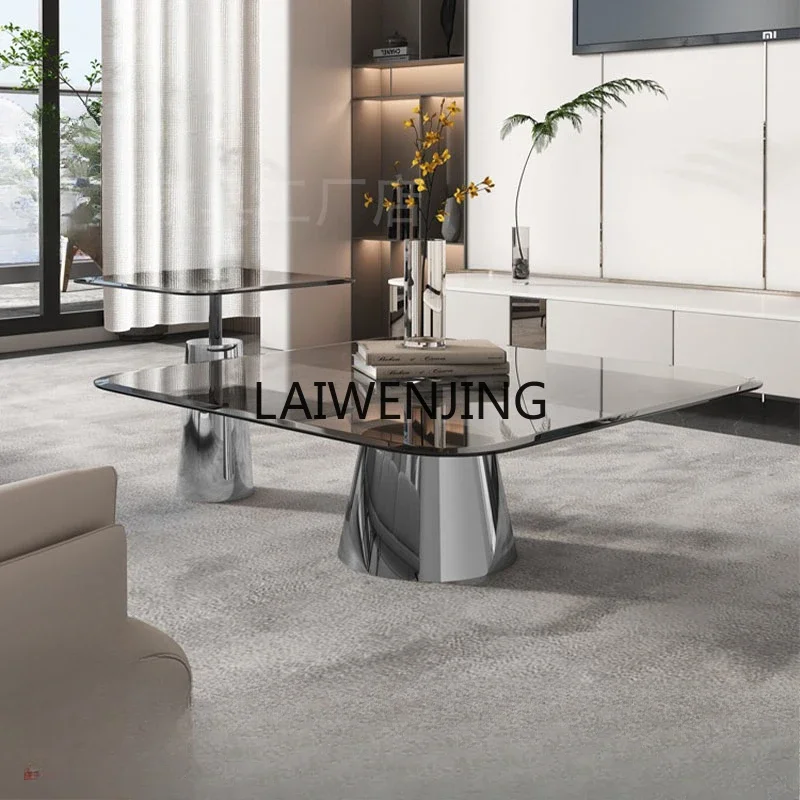 HLZ минималистичный журнальный столик из закаленного стекла серебряный