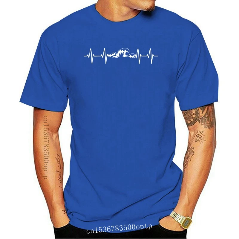 

2022 Summer Fashion Hot Ocean Heartbeat T Shirt Beach Lover Ocean Surfer Waves Graphic Tee T shirt