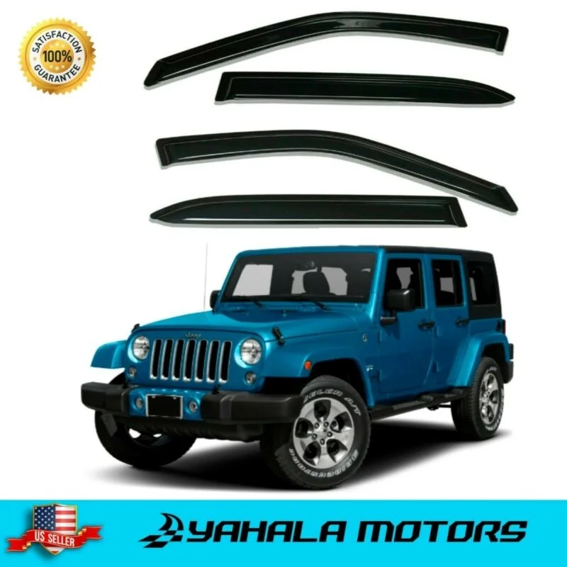 

Side Window Side Visors Sun Rain Guard Vent for 2007-2017 Jeep Wrangler 4Door