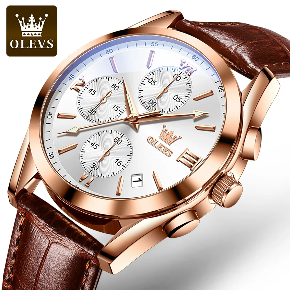 

OLEVS Fashion Men Watche Top Brand Luxury Sports Three Eyes Six Hands Chronograph Watch Waterproof Calendar Men's Quartz Watch