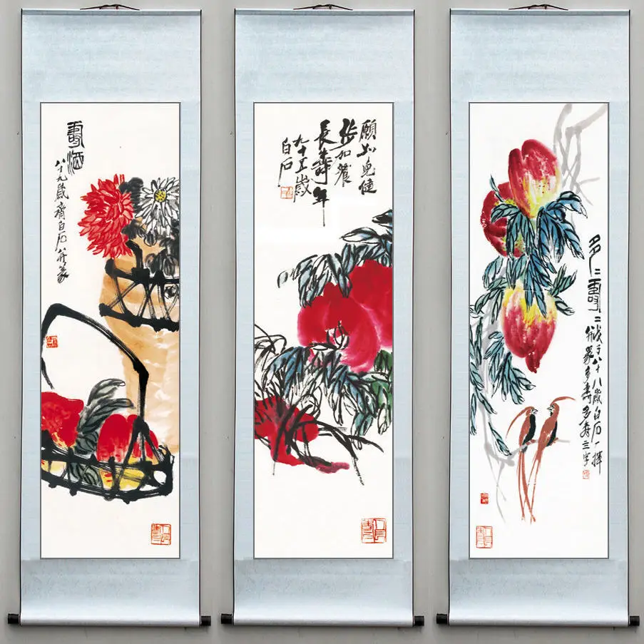 

Chinese Style Scroll Wall Paintings Vintage Wall Art Decals Room Decor Aesthetic Home Office Decals Picture Precious Gift