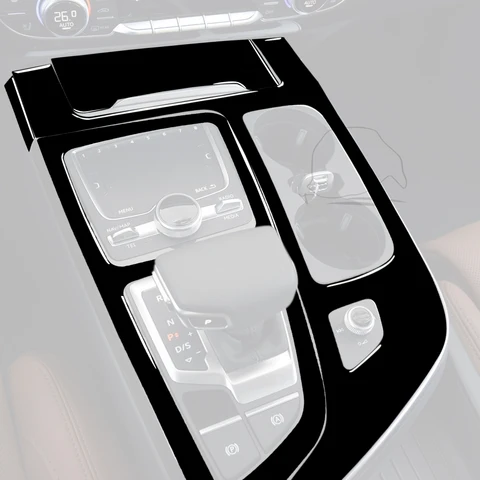 Автомобильные аксессуары для Audi Q7, SQ7, 4 м, 2016, 2017, 2018, 2019, Черная внутренняя панель переключения передач, декоративная наклейка, пластиковое украшение