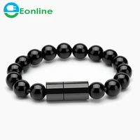eonline 24cm wearable usb charging bracelet beads charging cable portable usb phone charger for type c micro usb android phones
