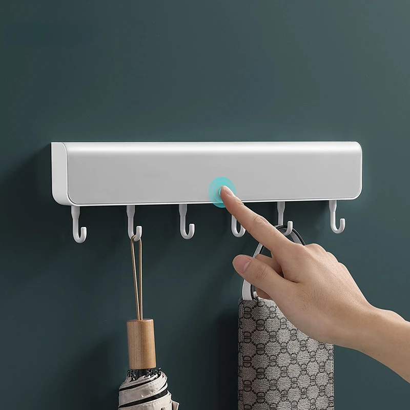 

Wall-Mounted Storage Rack Shelf Storage Box with Hook for Bathroom Door Punch-Free Clothes Key Organizer Bathroom Accessories