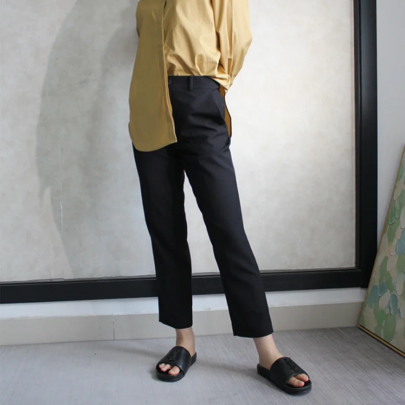 

High Women Waist Black Commuter Trouser Casual Suit Cropped Femal Pants CN(Origin) Summer OEM Factory