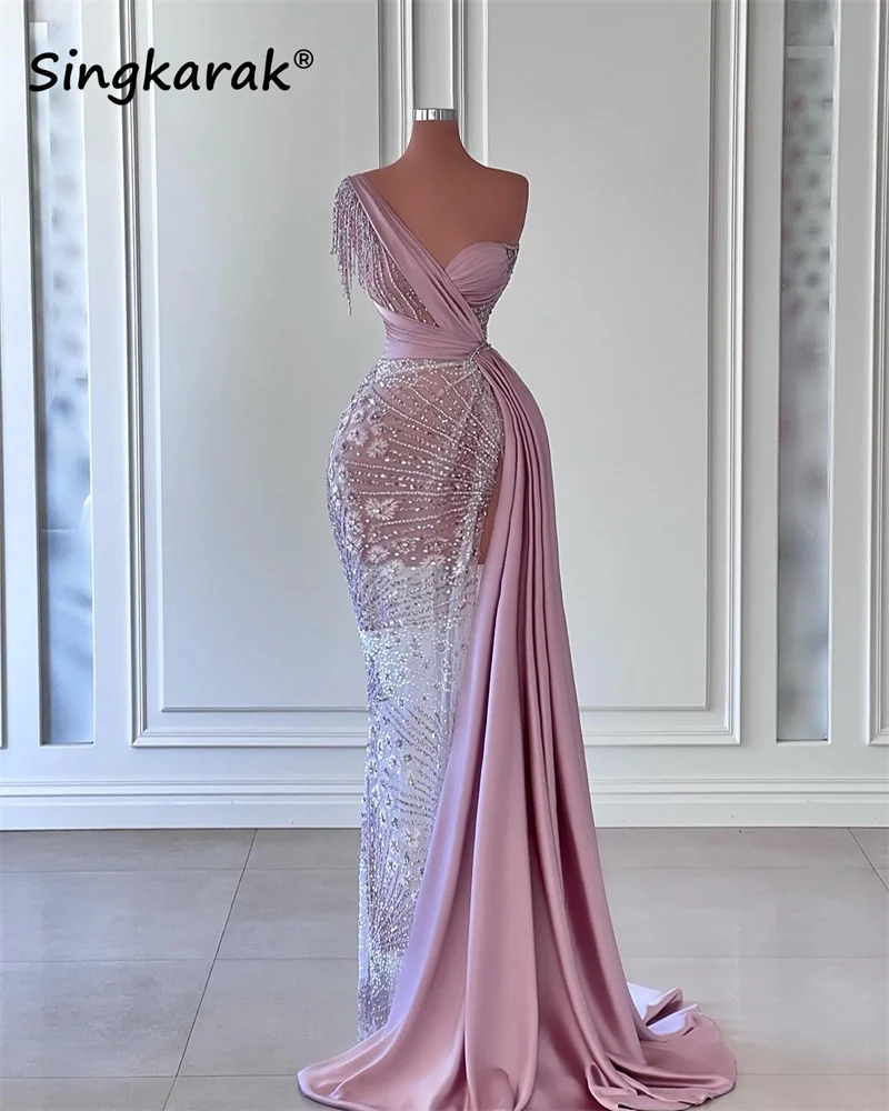 

Роскошные вечерние платья-русалки с кристаллами, бусинами, кристаллами и жемчугом, официальные платья для выпускного вечера, Дубайский хал...