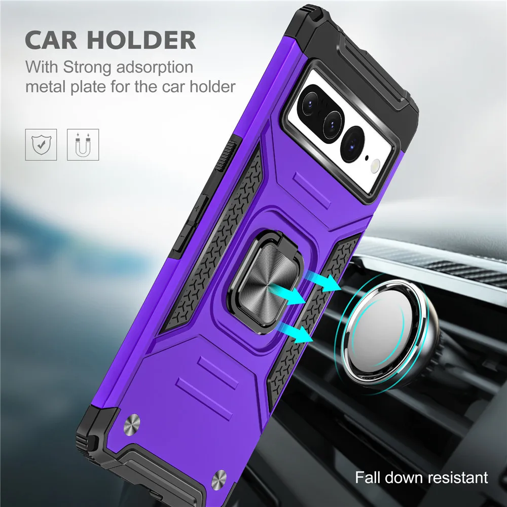 

Pixel7 Pro For Google Pixel 7 Pro Case Armor Shockproof Car Magnetic Metal Finger Ring Holder Cover for Pixel7 7Pro Pixel7Pro