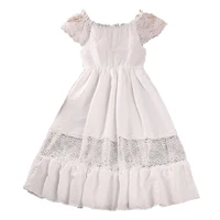2022 summer kids dresses for girls korean style white lace princess a line dress teens off shoulder cute maxi dress for 8 12year